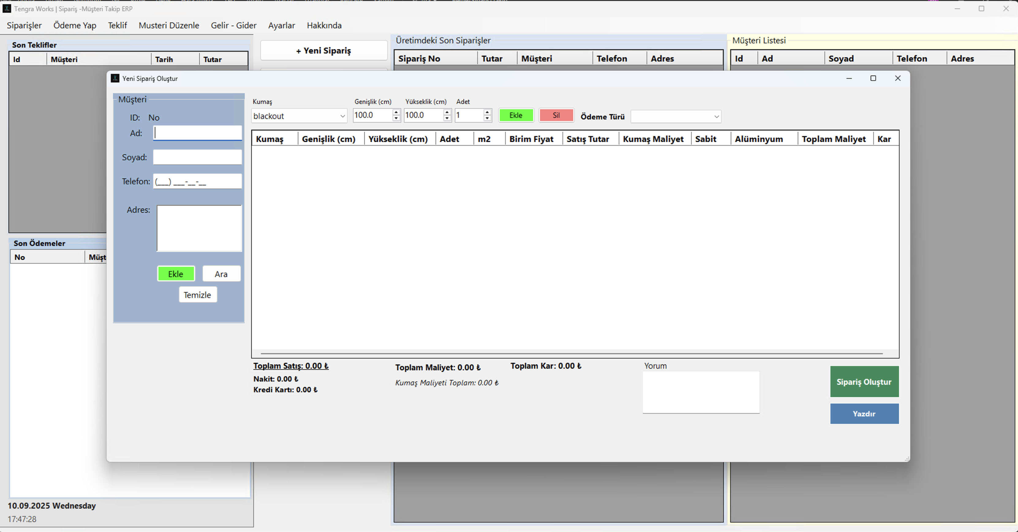 Perde Sipariş Takip - Masaüstü Uygulaması - Görsel 2