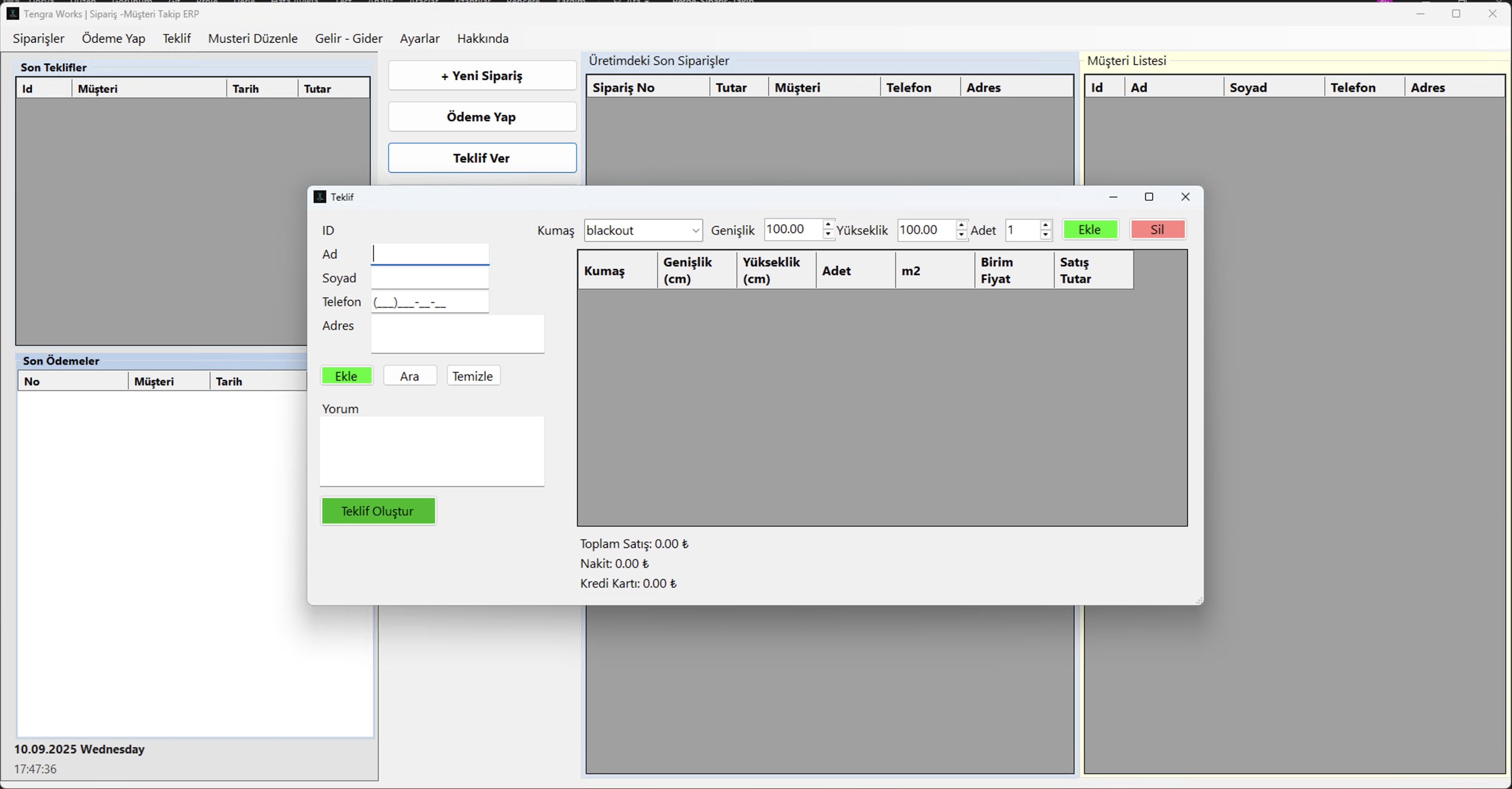 Perde Sipariş Takip - Masaüstü Uygulaması - Görsel 7