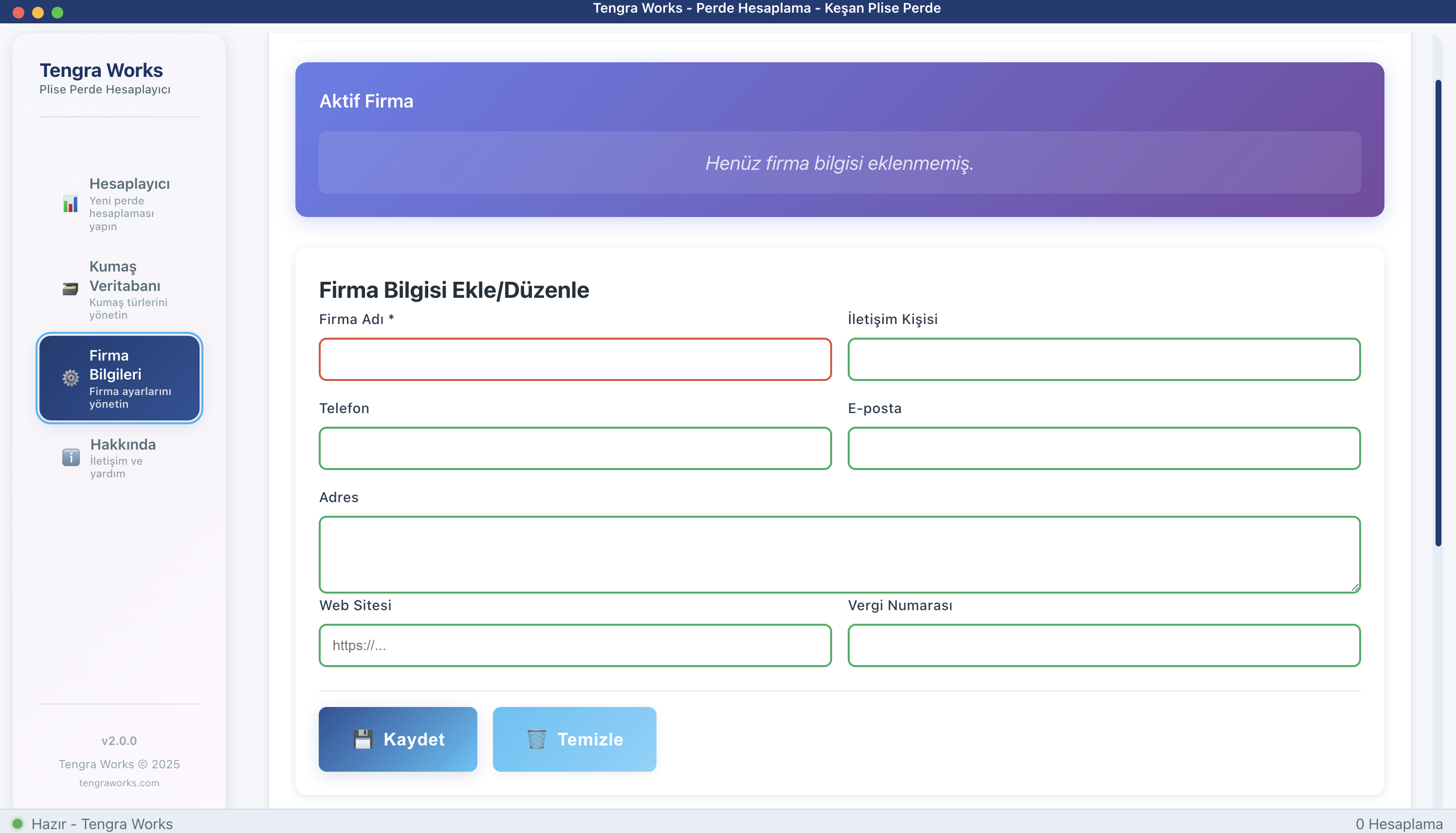 Plise Perde Hesaplayıcı - Masaüstü Uygulaması - Görsel 1