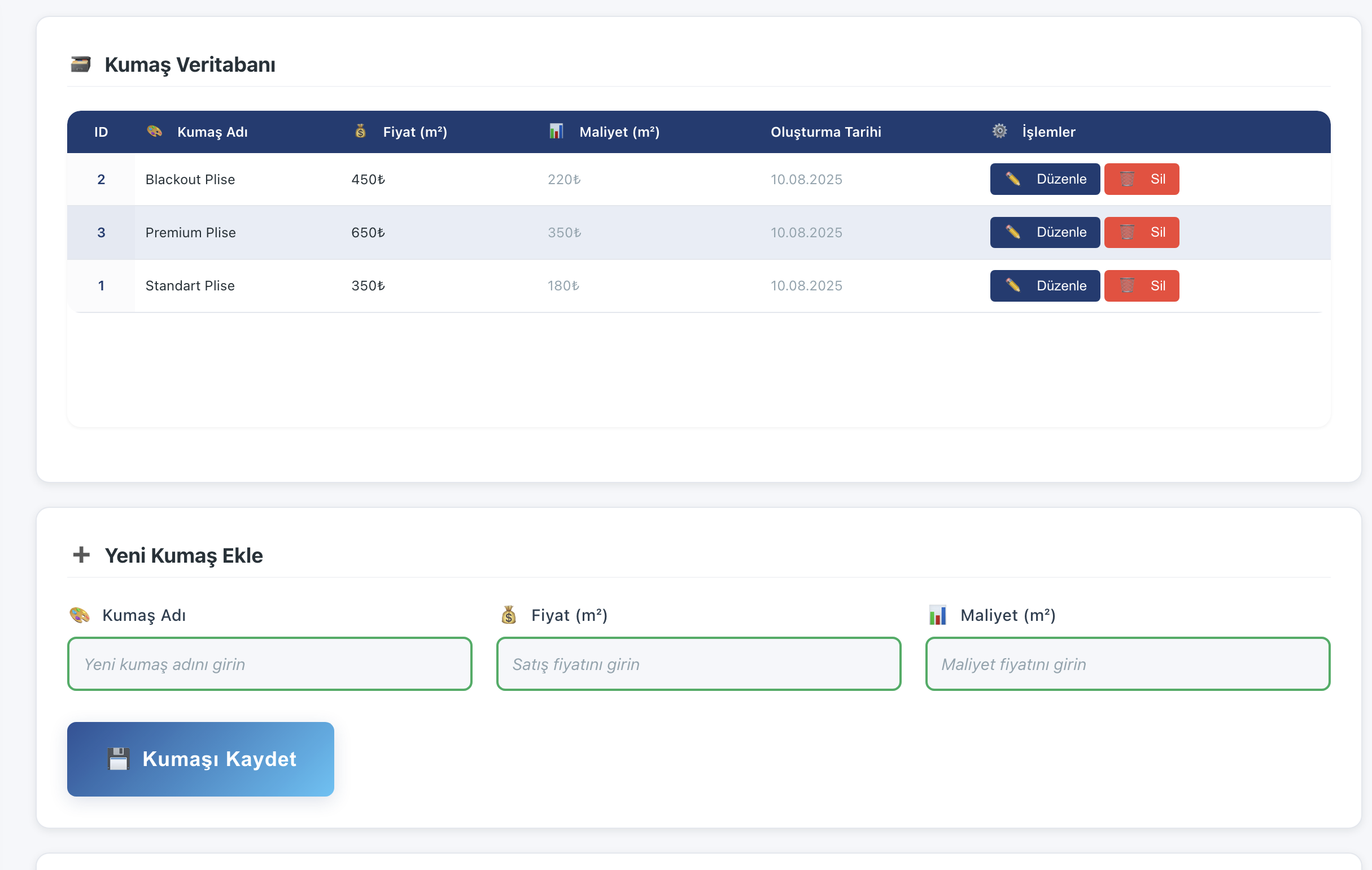 Plise Perde Hesaplayıcı - Masaüstü Uygulaması - Görsel 2
