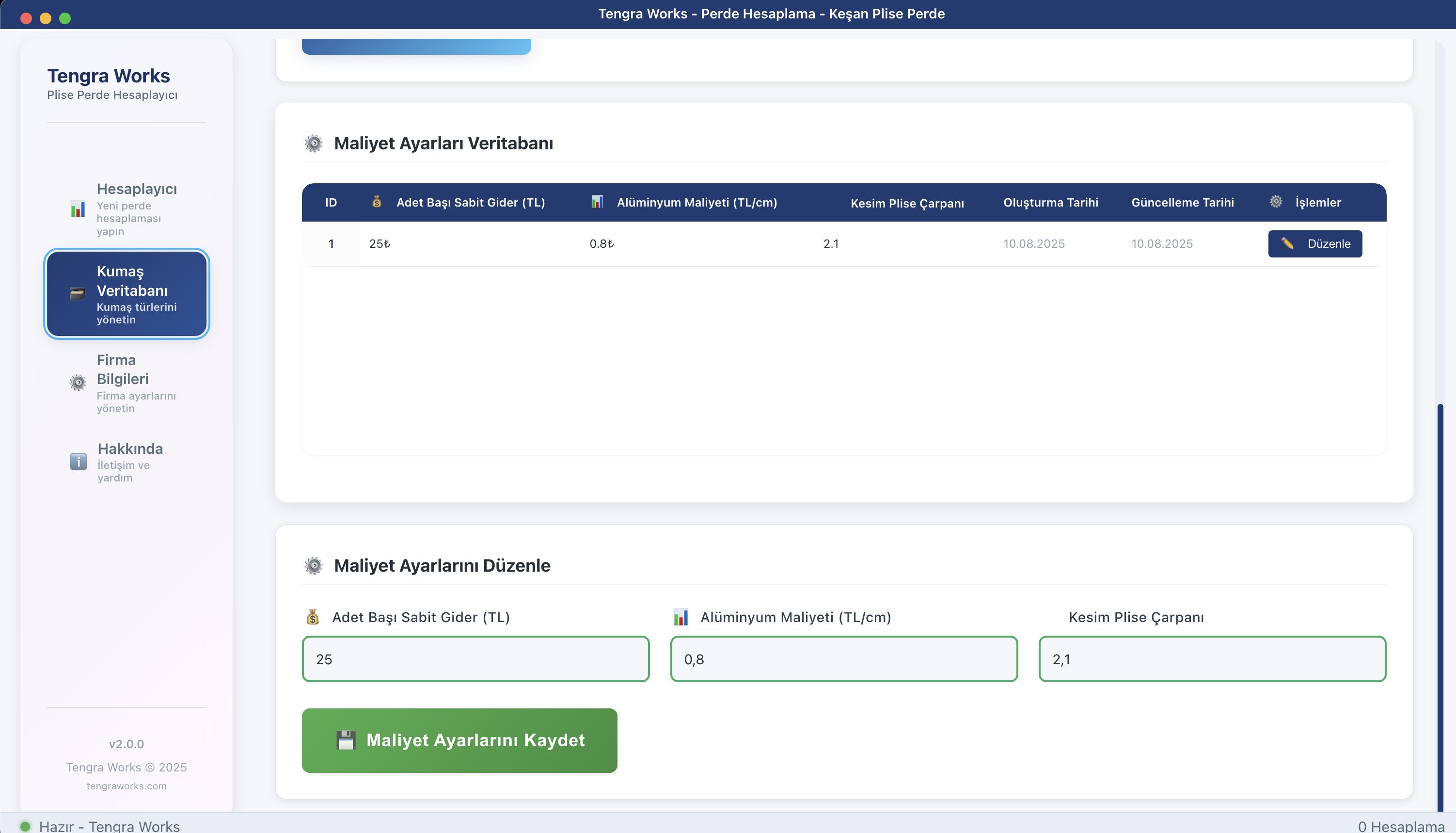 Plise Perde Hesaplayıcı - Masaüstü Uygulaması - Görsel 3